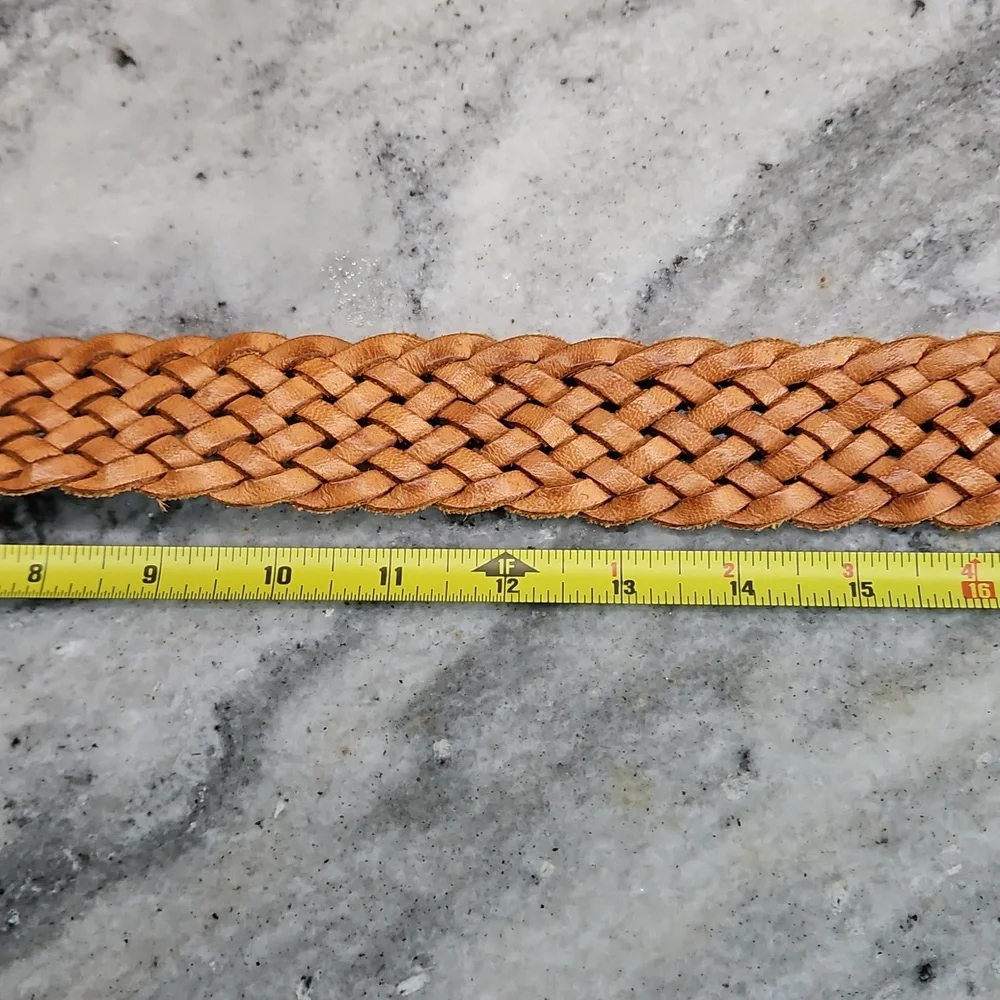 Nwot Leather  Boho Western Braided Belt  with Hannered Buckle